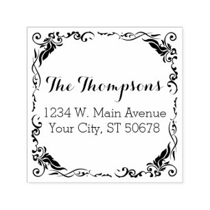 Carimbo Auto Entintado Limite Floral Ornamental Na moda