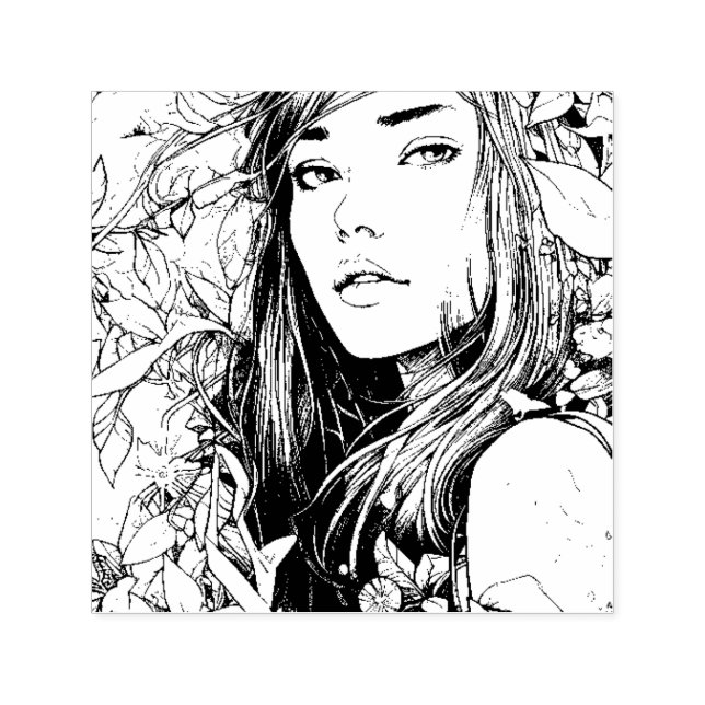 Carimbo Auto Entintado Linda Mulher e Laranjas (Design)