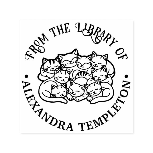 Carimbo Auto Entintado Lindos Gatos Adormecidos e Encolhidos Nome do Livr (Design)