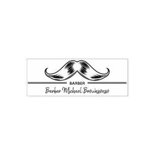 Carimbo Auto Entintado Linha Logotipo Bigode Barbearia Simples