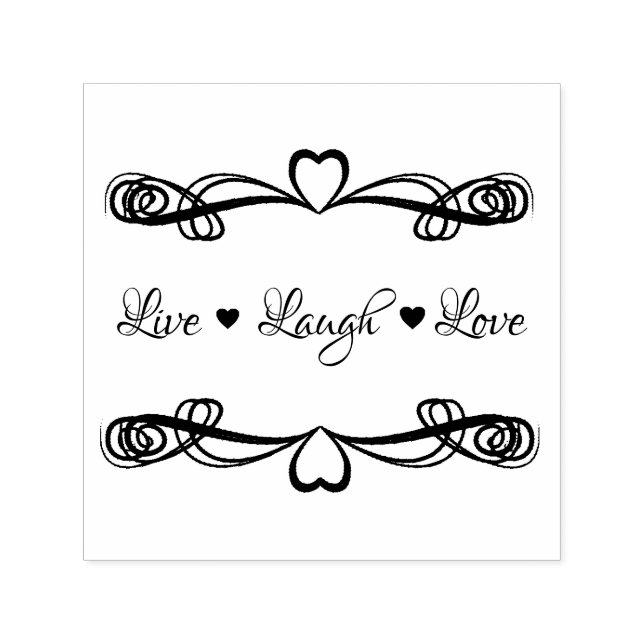 Carimbo Auto Entintado Live Laugh Love Hearts (Design)