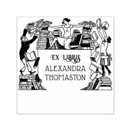 Carimbo Auto Entintado Livro Branco Ex Libris Biblioteca Nome