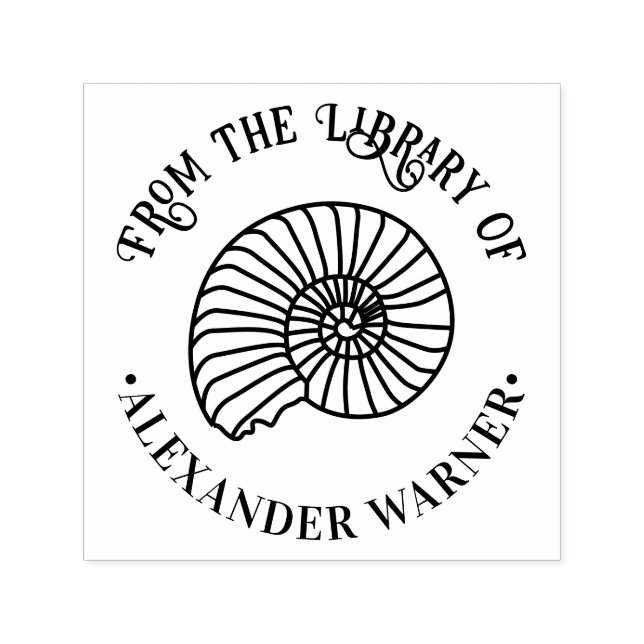 Carimbo Auto Entintado Livro da Biblioteca da Praia de Seashore de Shell  (Design)