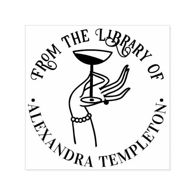 Carimbo Auto Entintado Livro da Biblioteca de Vidro de Champanhe com Rete (Design)