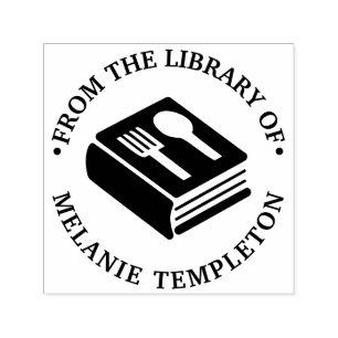 Carimbo Auto Entintado Livro de receitas “Da biblioteca de” Nome do Livro
