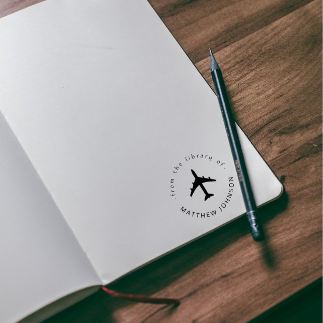 Carimbo Auto Entintado Livro de Viajantes de Nome Personalizado do Avião  (Criador carregado)