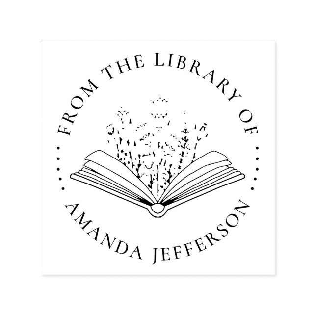 Carimbo Auto Entintado Livro Floral Moderno Da Biblioteca Do Nome Persona (Design)