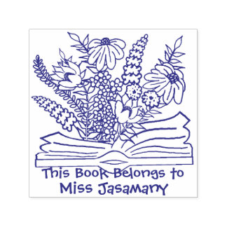 Carimbo Auto Entintado Livro Floral pertence a personalizado