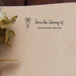 Carimbo Auto Entintado Livro Personalizado Botânico Manuscrito A Bibliote