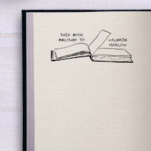 Carimbo Auto Entintado Livro Personalizado de Biblioteca Simples e escrev