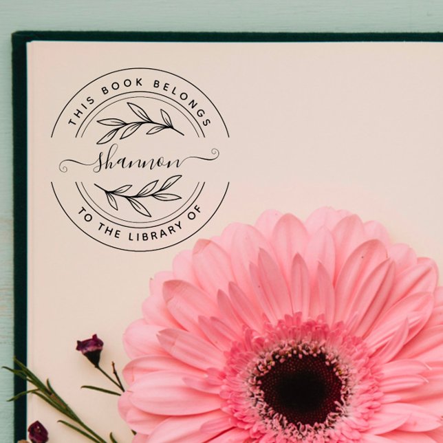 Carimbo Auto Entintado Livro Personalizado na moda "Da Biblioteca De" (Criador carregado)