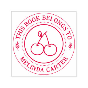 Carimbo Auto Entintado Livro Personalizado Simples Cereja Manuscrito