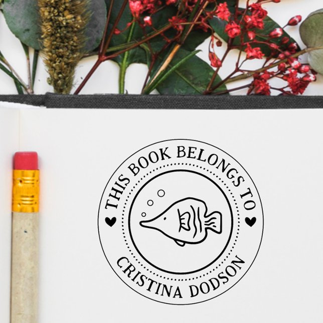 Carimbo Auto Entintado Livro Personalizado Simples Peixes Tropicais Perso (Criador carregado)