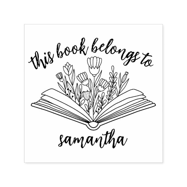 Carimbo Auto Entintado Livros com Flores Este Livro Pertence (Design)