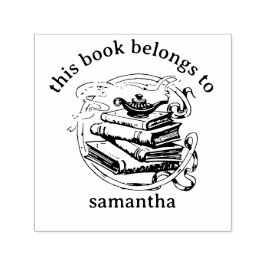 Carimbo Auto Entintado Livros com Lâmpada Genie Este Livro Pertence a