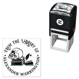 Carimbo Auto Entintado Livros de caveira humana gótica Caneta Biblioteca 