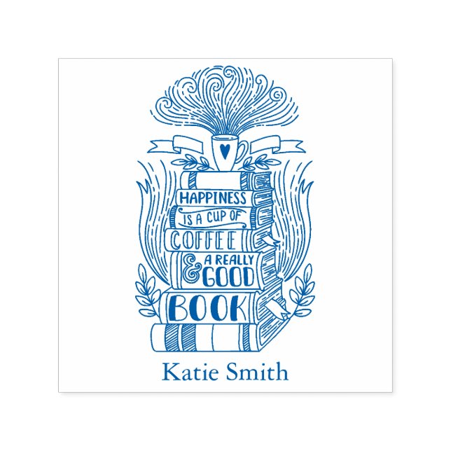 Carimbo Auto Entintado Livros e café personalizados (Design)