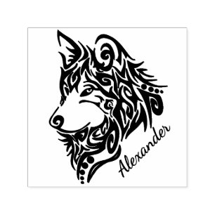 Carimbo Auto Entintado Lobo Tribal