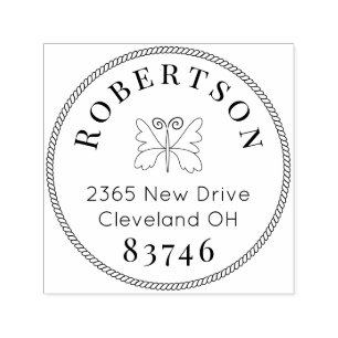 Carimbo Auto Entintado Logotipo da borboleta e borda da corda simples car