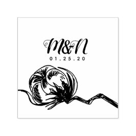 Carimbo Auto Entintado Logotipo de Casamento Algodão Planta Desenhado à M