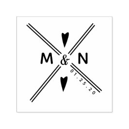 Carimbo Auto Entintado Logotipo de Casamento Coração Casais de Arte Cruza