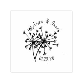 Carimbo Auto Entintado Logotipo de Casamento Dandelion Folhagem Desenhado