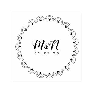 Carimbo Auto Entintado Logotipo de Casamento Linha Arte Coração Arredon