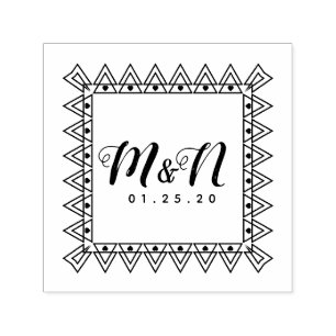 Carimbo Auto Entintado Logotipo de Casamento Vintage Gatbsy Iniciais