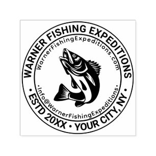 Carimbo Auto Entintado Logotipo de Pesca de Peixes Nome da Empresa Locali