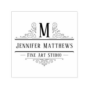 Carimbo Auto Entintado Logotipo de rotações decorativas do Ornamentado Ar