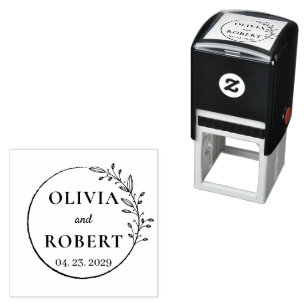 Carimbo Auto Entintado Logotipo do monograma do monograma do Boho floral