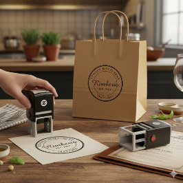 Carimbo Auto Entintado Logotipo Profissional Círculo Preto e Branco