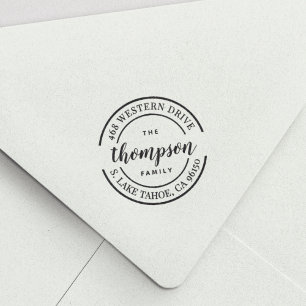 Carimbo Auto Entintado Logotipo redondo   Nome da família Endereço de dev