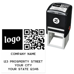 Carimbo Auto Entintado Logotipo simples QR Code Endereço de devolução da
