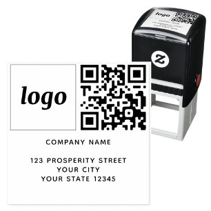 Carimbo Auto Entintado Logotipo simples QR Code Endereço de devolução da