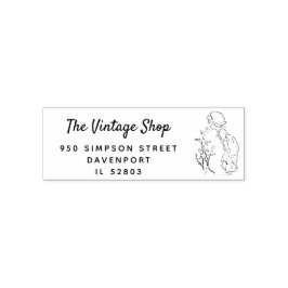 Carimbo Auto Entintado Loja de Roupas Vintage Retro Girl Endereço de Devo