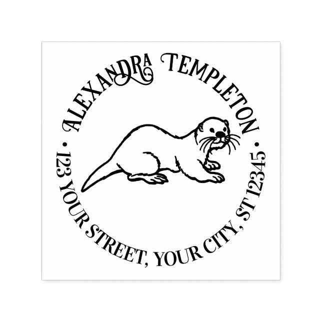 Carimbo Auto Entintado Londo de Endereço de Retorno de Nome de Lontra Mar (Design)