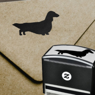 Carimbo Auto Entintado Longhaired Dachshund Silhouette | Cachorro-esmalte