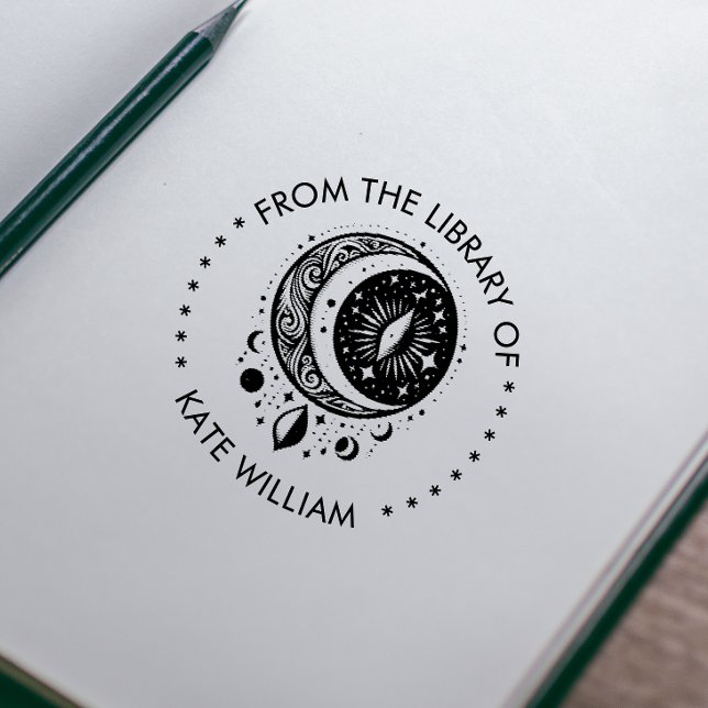 Carimbo Auto Entintado Lua Vintage Da biblioteca do selo redondo (Criador carregado)