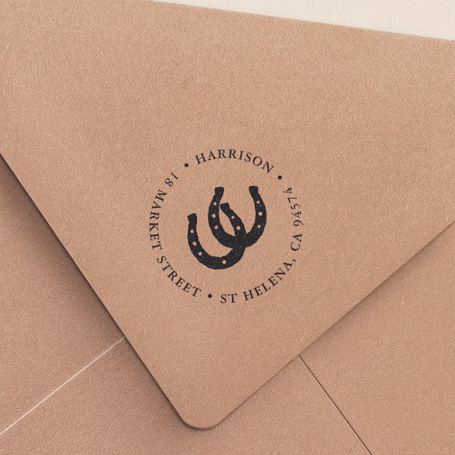 Carimbo Auto Entintado Lucky Horsways Endereço de devolução redondo (Criador carregado)