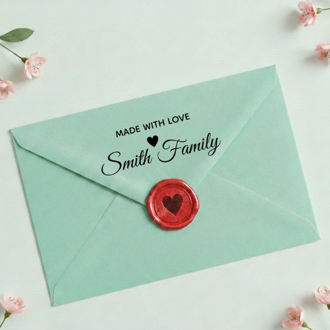 Carimbo Auto Entintado Made With Love Family Name Custom Label Stamp (Criador carregado)
