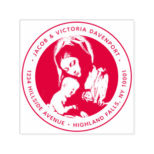Carimbo Auto Entintado Madonna Católica e Morada Vermelha Infantil