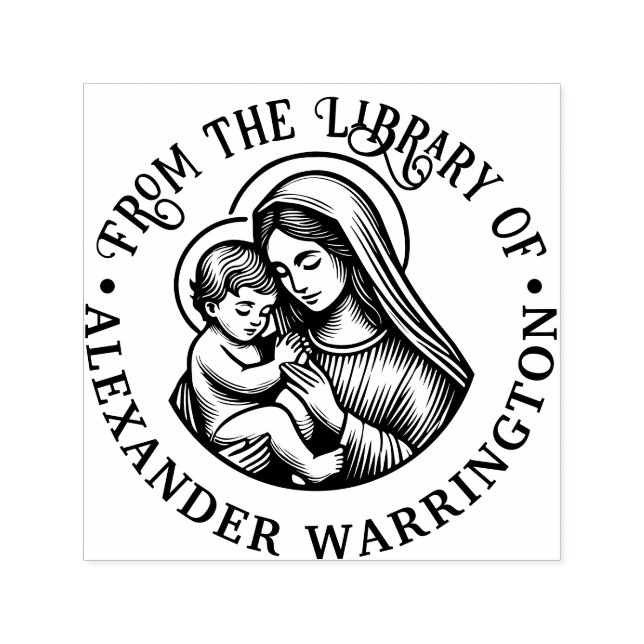 Carimbo Auto Entintado Mãe Virgem Maria Bebê Jesus #3 Biblioteca Nome do  (Design)