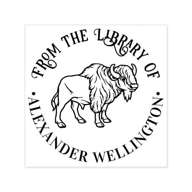 Carimbo Auto Entintado Maiestoso Bison Buffalo #6 Nome do Livro da Biblio (Design)