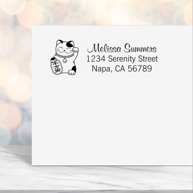 Carimbo Auto Entintado Maneki Neko Japonês Lucky Cat Address (Criador carregado)