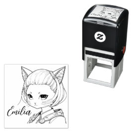 Carimbo Auto Entintado Manga Catgirl