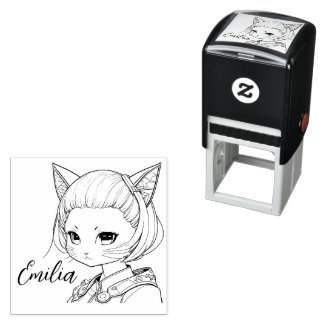 Carimbo Auto Entintado Manga Catgirl