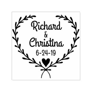 Carimbo Auto Entintado Marca Personalizada do Coração Laurel Simples