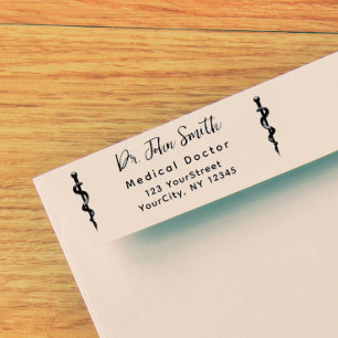 Carimbo Auto Entintado Medical Asclepius Modern Script Return Address
