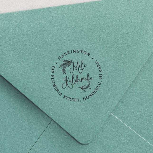 Carimbo Auto Entintado Mele Kalikimaka | Endereço para devolução de féria (Criador carregado)